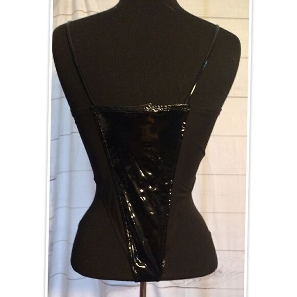 NWT Posh By V Set faux leather/shear bodysuit and pants size medium - Picture 5 of 7